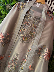 UNSTITCHED PURE TISSUE ORGANZA HANDWORK SUITS.
