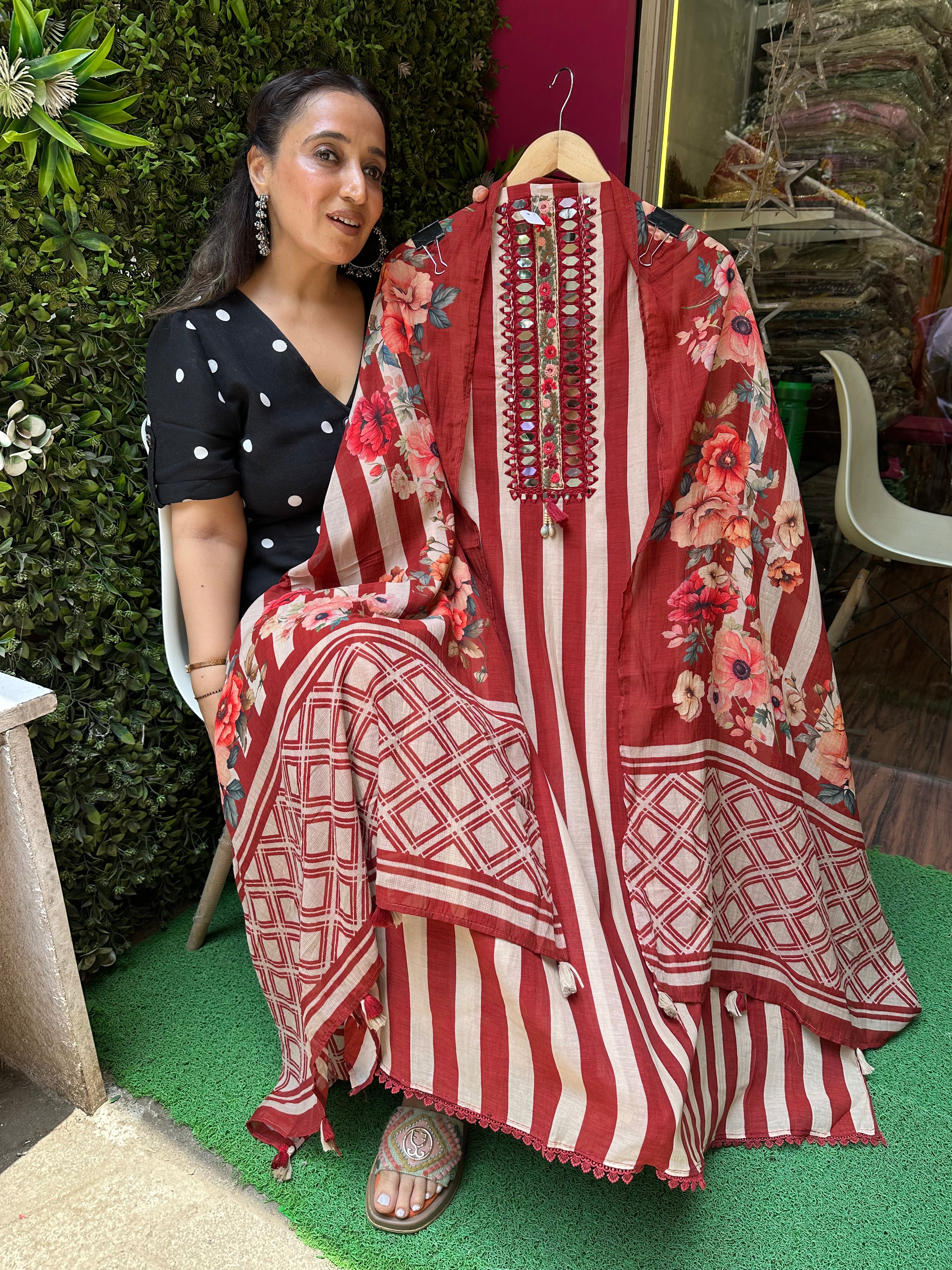 UNSTITCHED PURE MULMUL AFGHANI PRINTING SUITS.