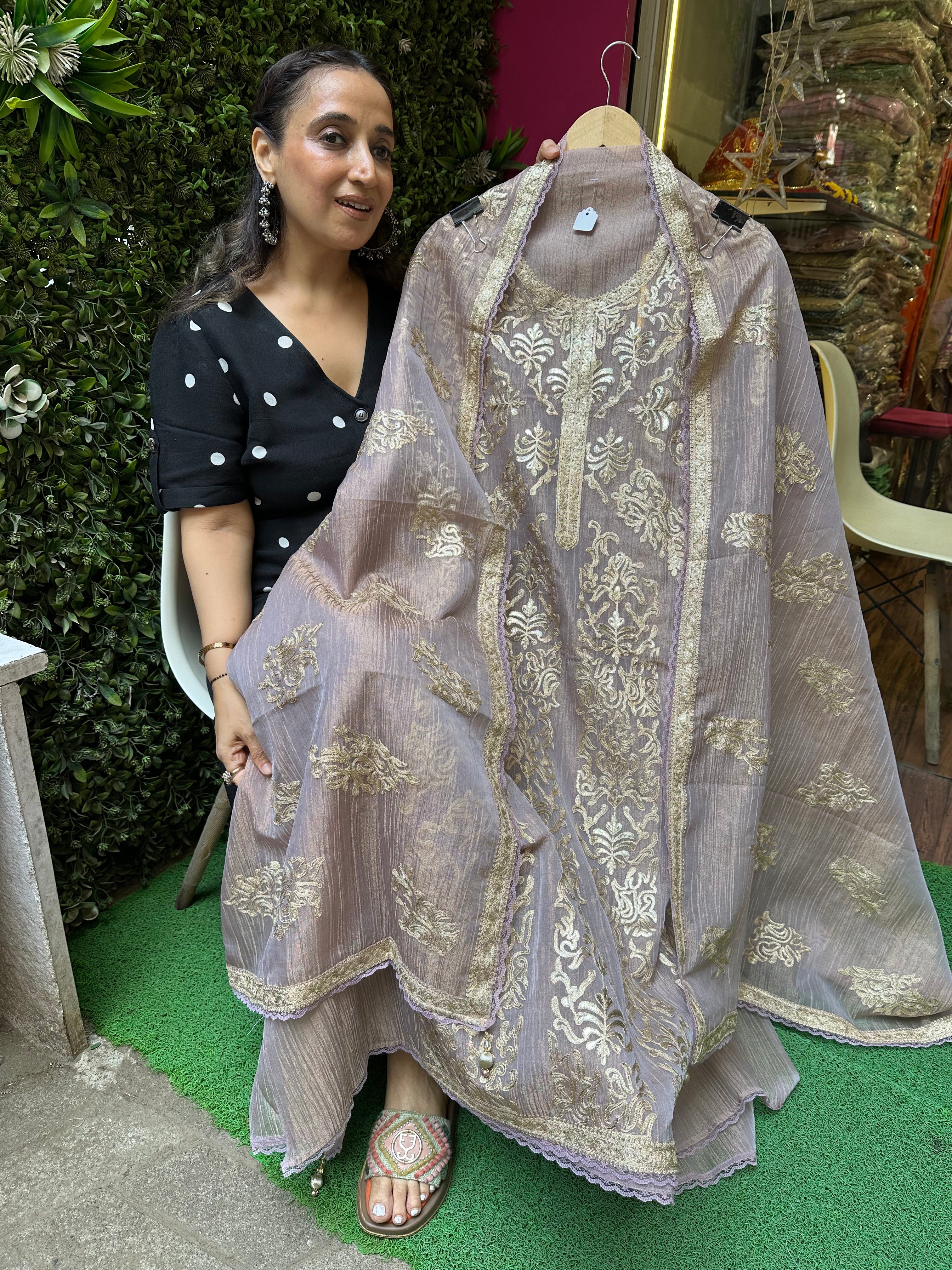 UNSTITCHED PURE CRUSH TISSUE SUITS.