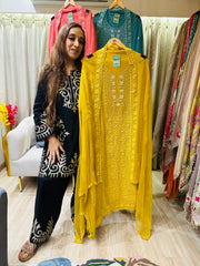 UNSTITCHED PURE GEORGETTE THREAD WORK PEARL WORK SUITS