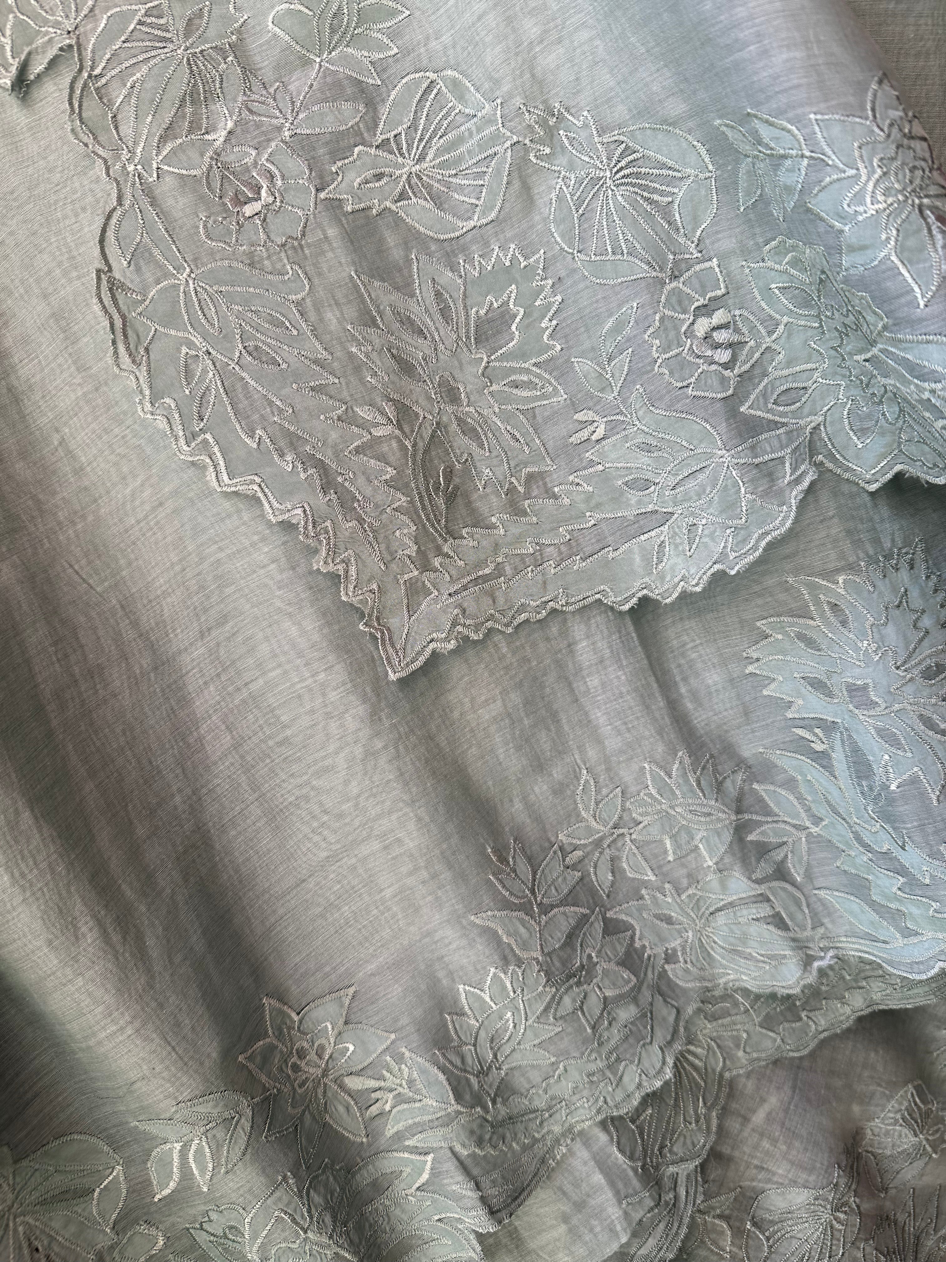 UNSTITCHED DESIGNER MULMUL CUTWORK SUITS.