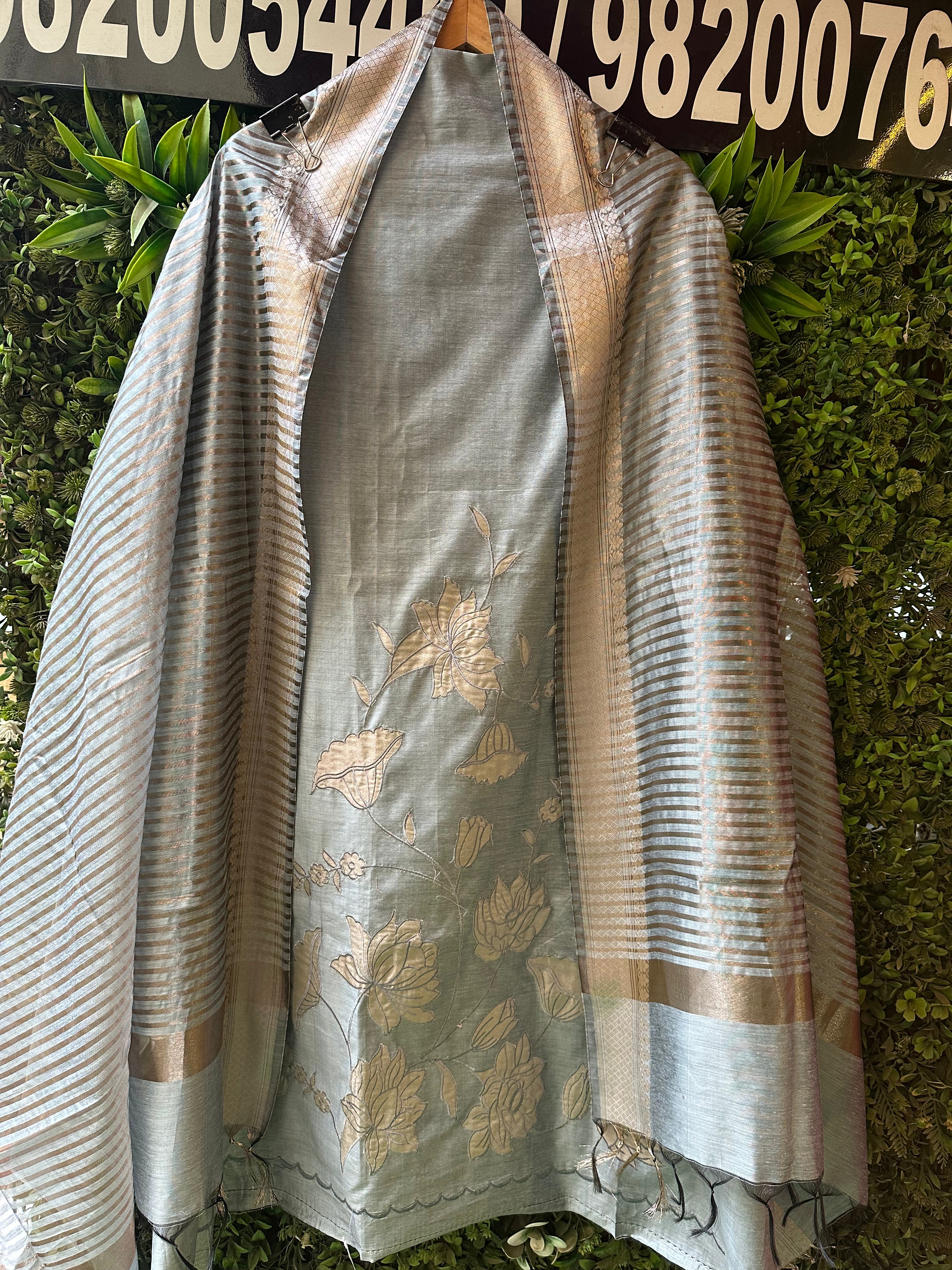 UNSTITCHED PURE RAW SILK CUSHIONING WORK SUITS.