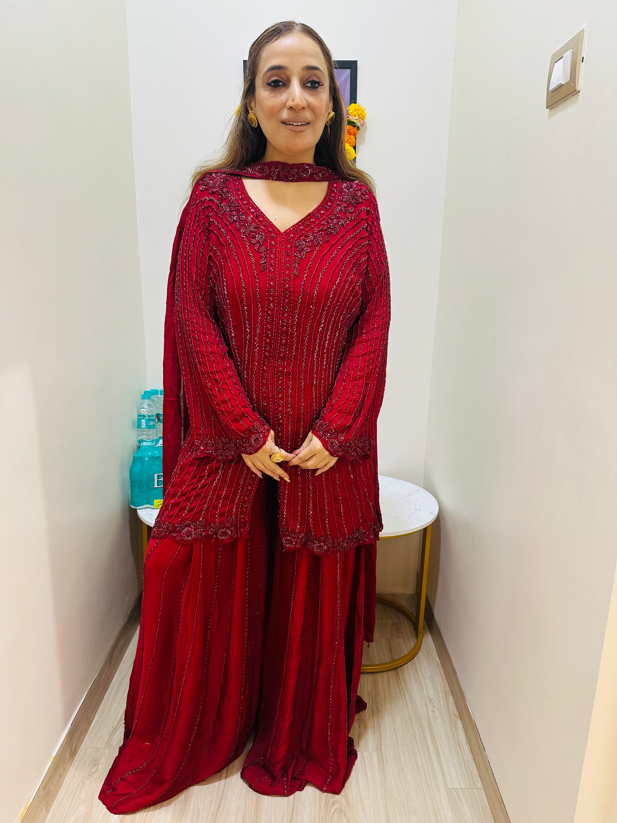 STITCHED PURE GEORGETTE HANDWORK SHARARA SETS