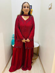 STITCHED PURE GEORGETTE HANDWORK SHARARA SETS