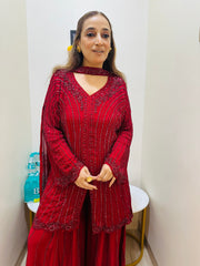STITCHED PURE GEORGETTE HANDWORK SHARARA SETS