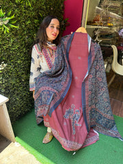 UNSTITCHED PURE COTTON LINEN AJRAK PRINTING SUITS.