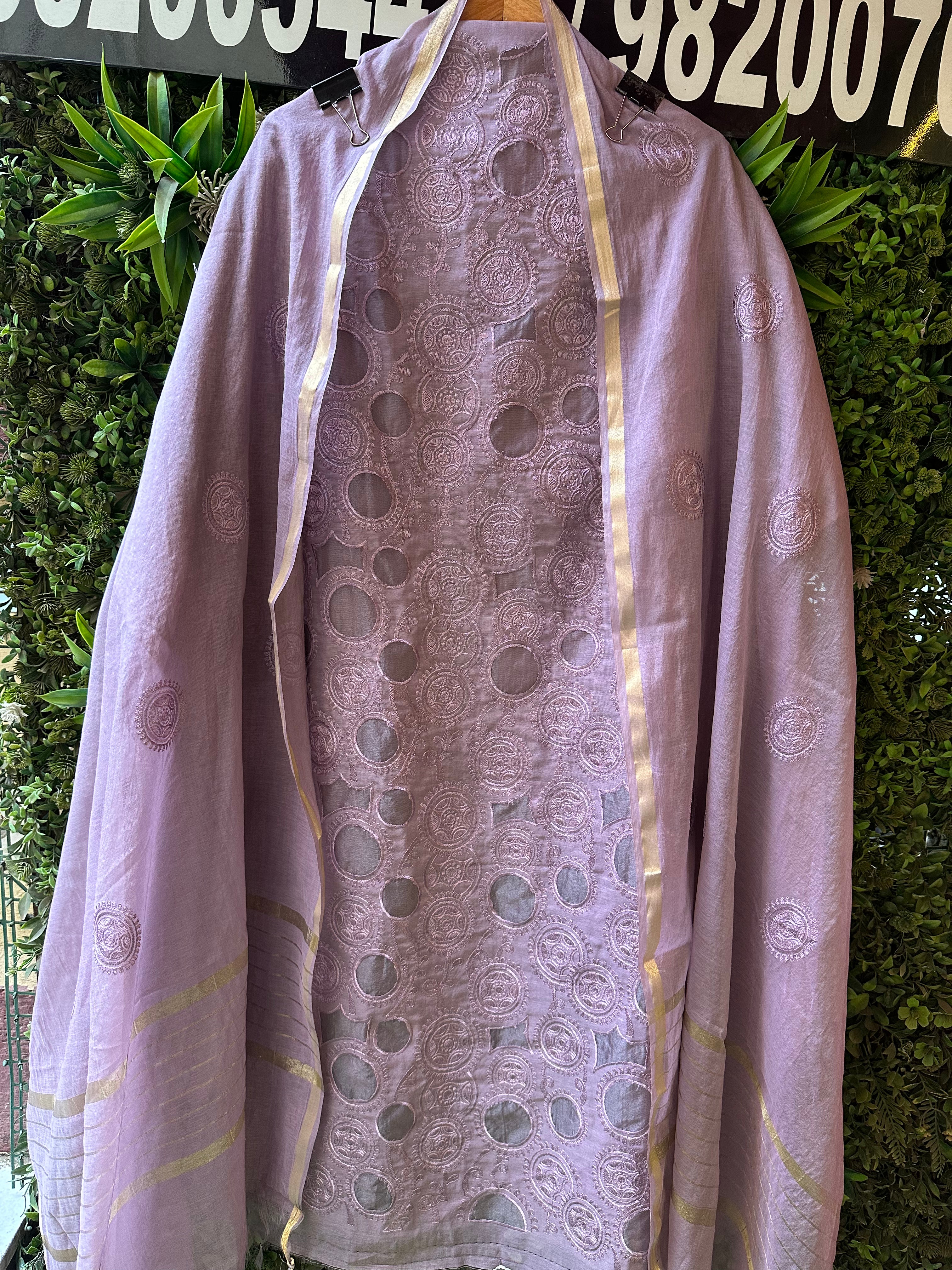 UNSTITCHED PURE MAHESHWARI COTTON CUTWORK SUITS.
