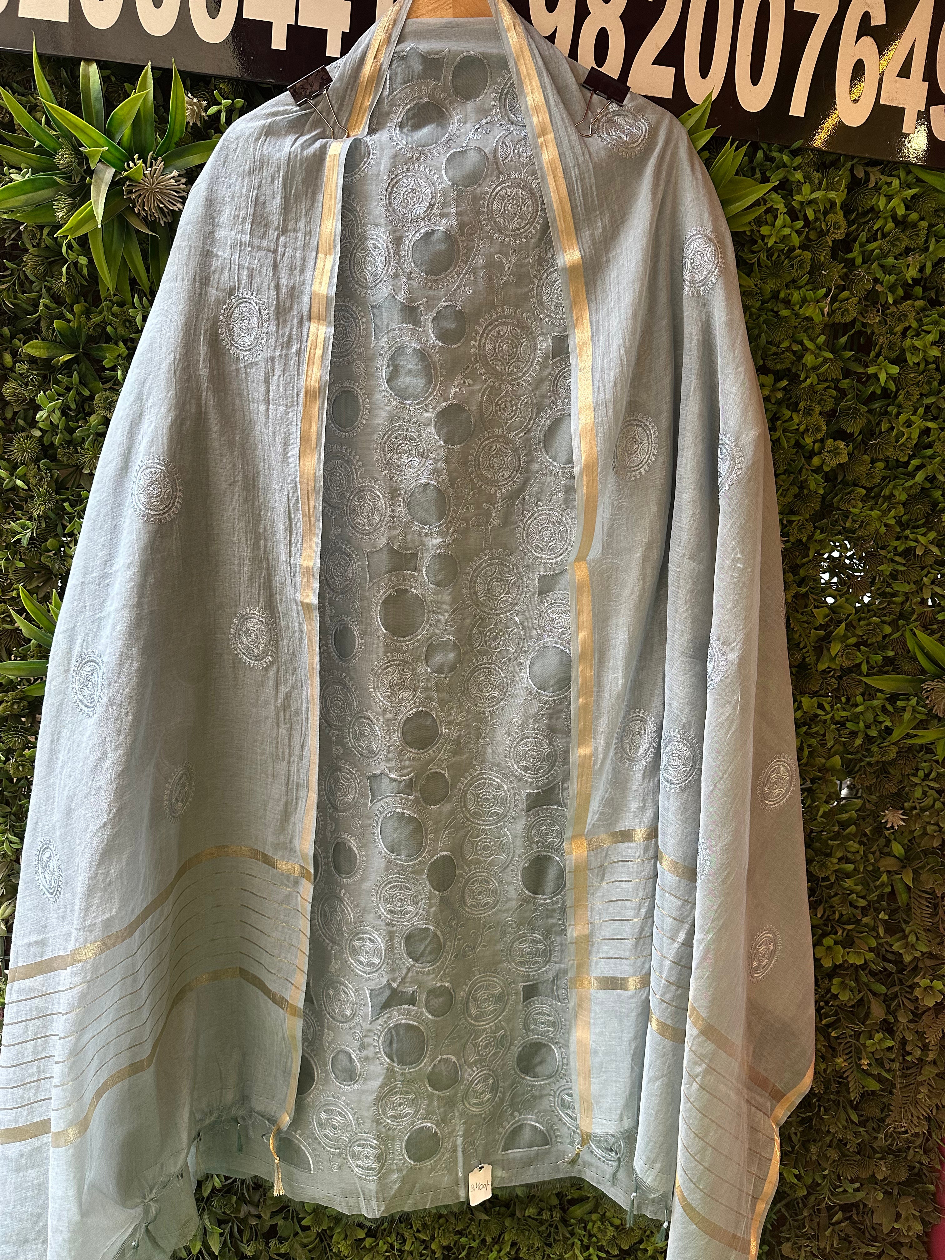 UNSTITCHED PURE MAHESHWARI COTTON CUTWORK SUITS.