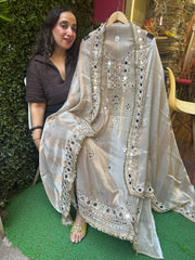 UNSTITCHED PURE TISSUE ORGANZA HANDWORK SUITS.