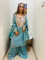 STITCHED PURE TISSUE ORGANZA GARARA SETS WITH MIRROR WORK