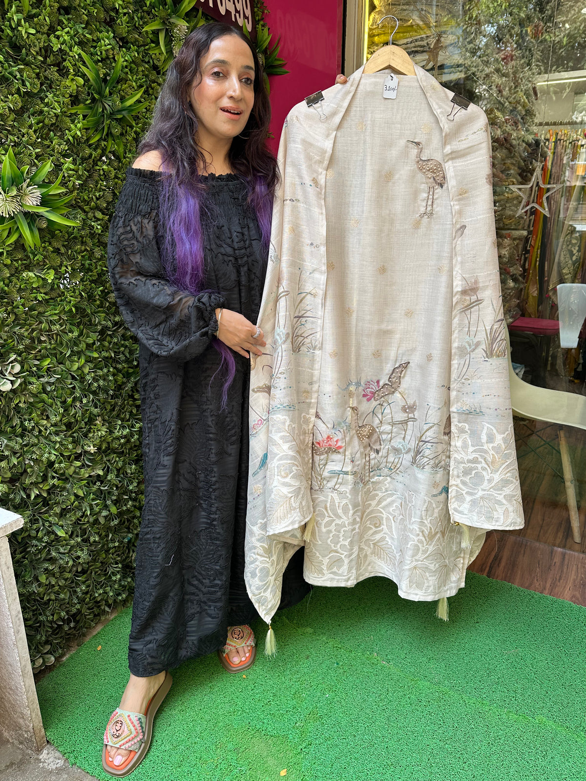 Unstitched Pure Cotton LINEN PICHWAI SUITS with JAMDANI WEAVING.