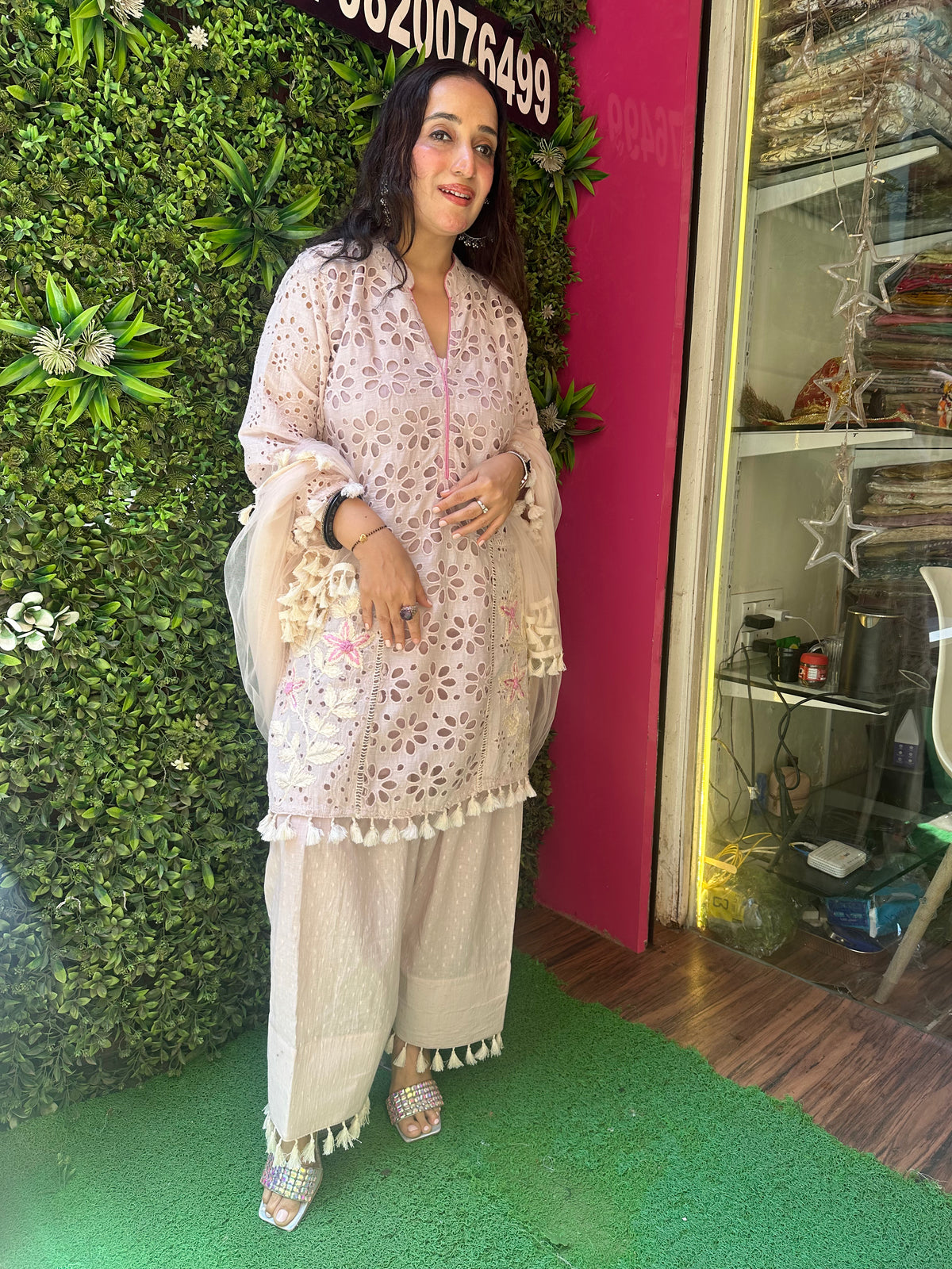 STITCHED HAKOBA COTTON CUTWORK SUITS WITH AFGHANI SALWAR.