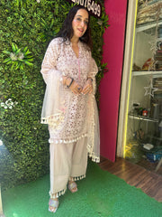 STITCHED HAKOBA COTTON CUTWORK SUITS WITH AFGHANI SALWAR.