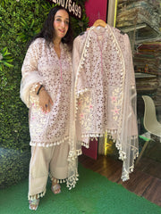 STITCHED HAKOBA COTTON CUTWORK SUITS WITH AFGHANI SALWAR.