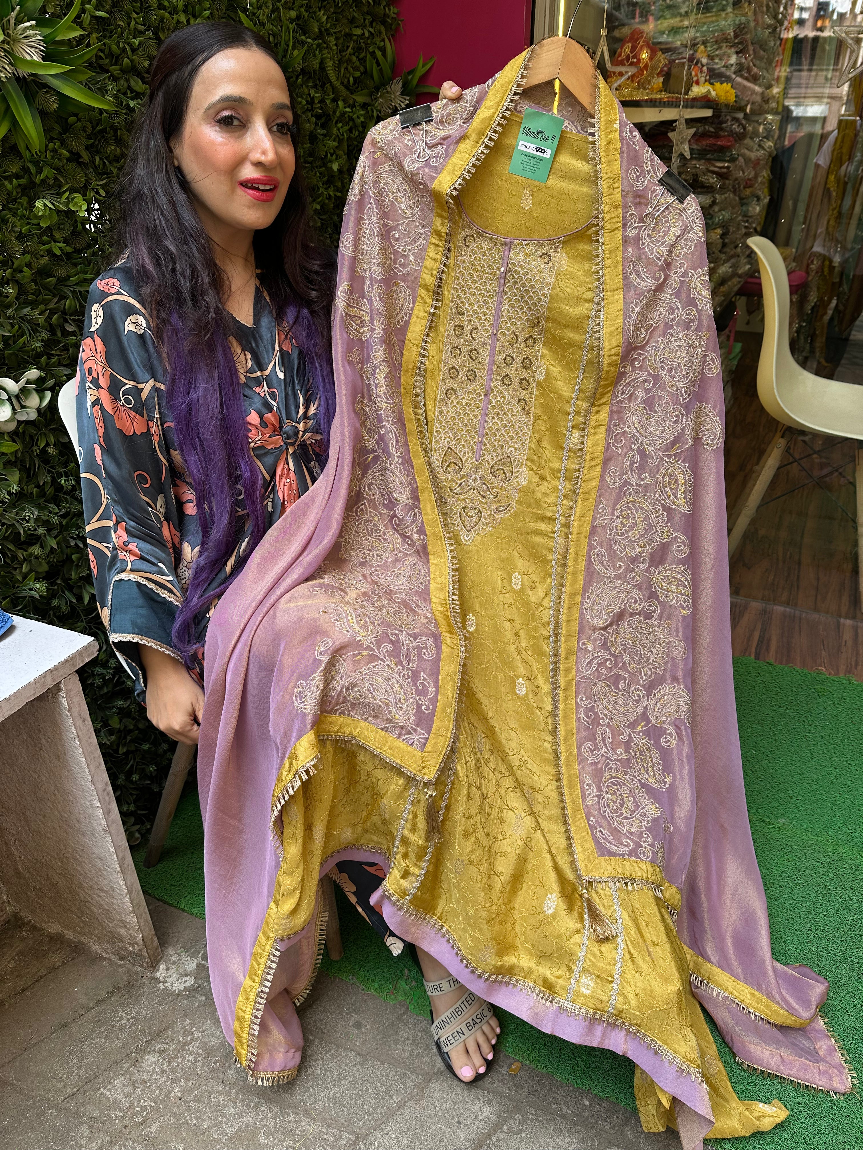 Unstitched Pure Jacquard Silk Suits.