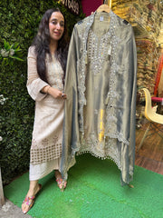 UNSTITCHED PURE CRUSH SILK MIRROR WORK ANTIQUE WORK SUITS.