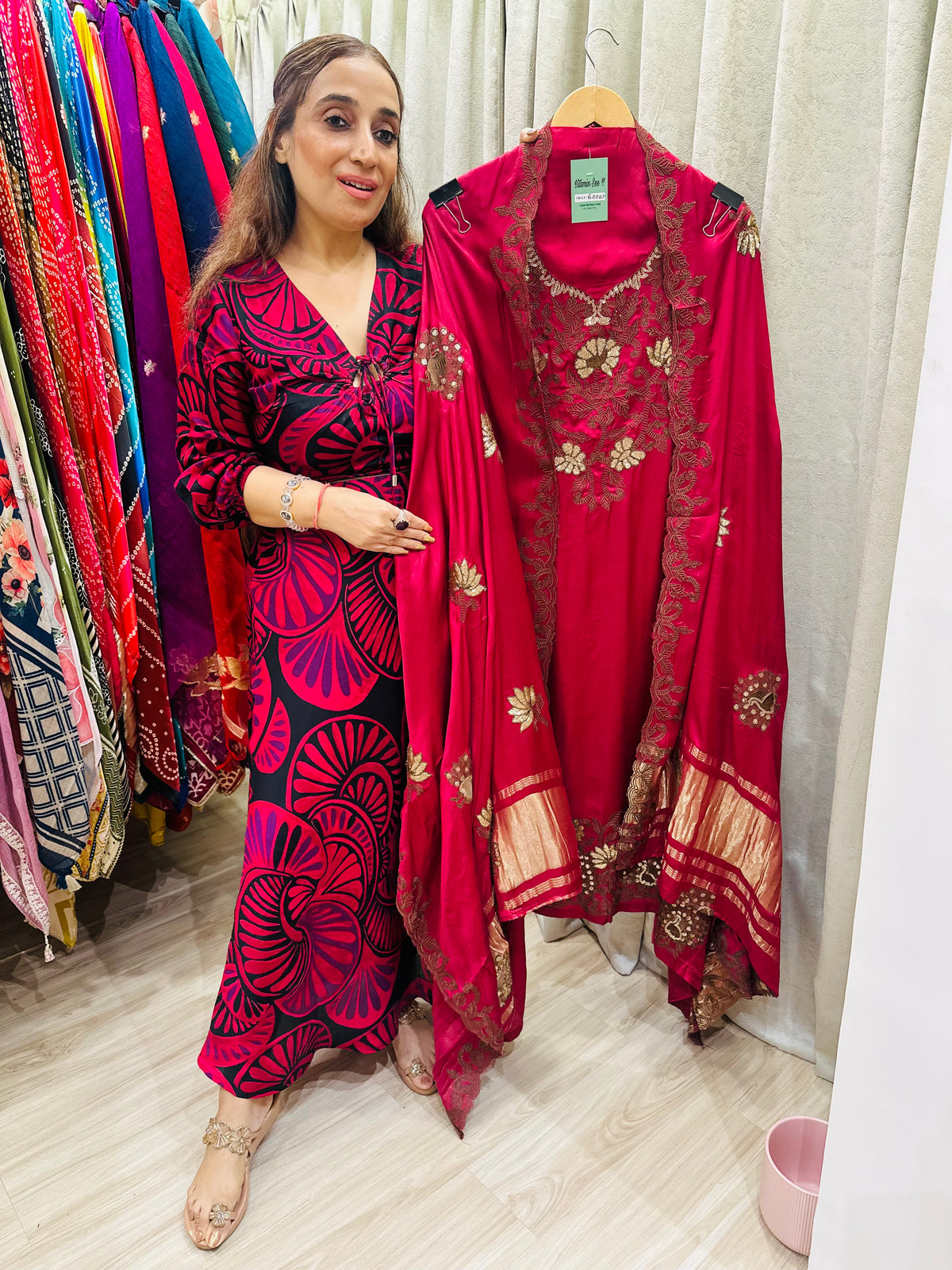 UNSTITCHED PURE SATIN SILK SUITS WITH TILLA AND RESHAM WORK