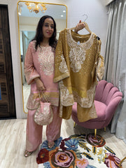 STITCHED CRUSHED SILK LEATHER WORK SIPPI WORK SETS.
