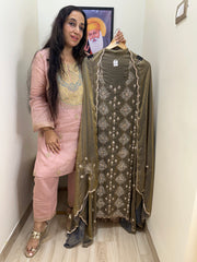 UNSTITCHED Pure Fendi silk HANDWORK SUITS.