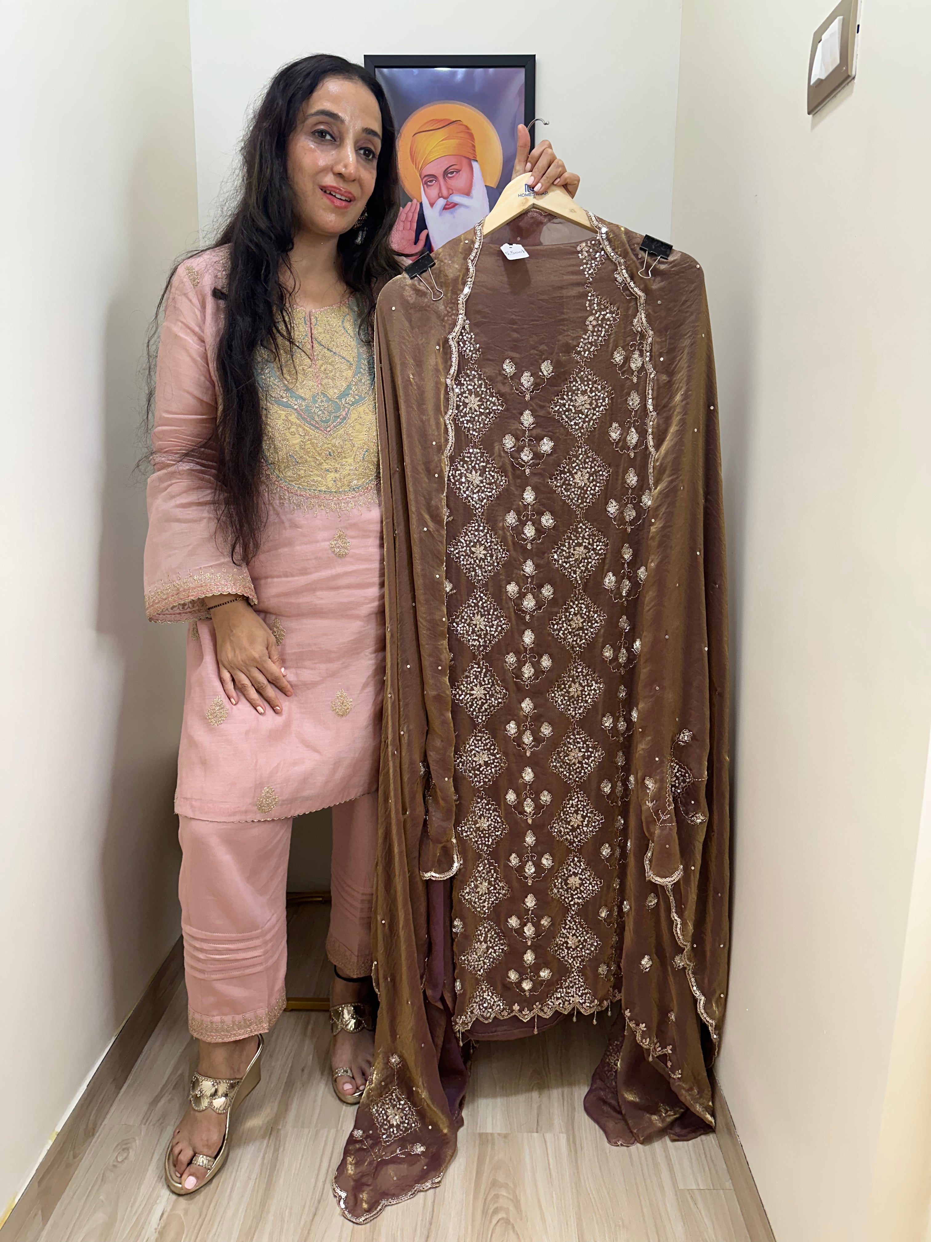 UNSTITCHED Pure Fendi silk HANDWORK SUITS.