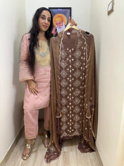 UNSTITCHED Pure Fendi silk HANDWORK SUITS.