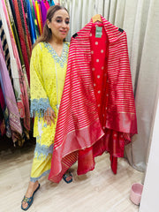 UNSTITCHED PURE OPADA SILK JAMDANI WEAVING SUITS WITH LUREX DUPATTAS
