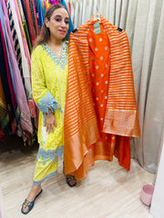UNSTITCHED PURE OPADA SILK JAMDANI WEAVING SUITS WITH LUREX DUPATTAS