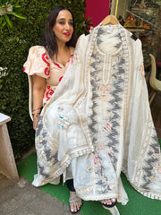 Unstitched PURE PREMIUM MULMUL JUTE WORK DESIGNER Suits.