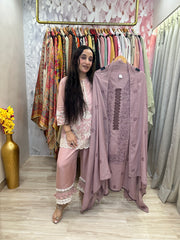 UNSTITCHED PURE MULMUL RESHAM WORK SUITS.