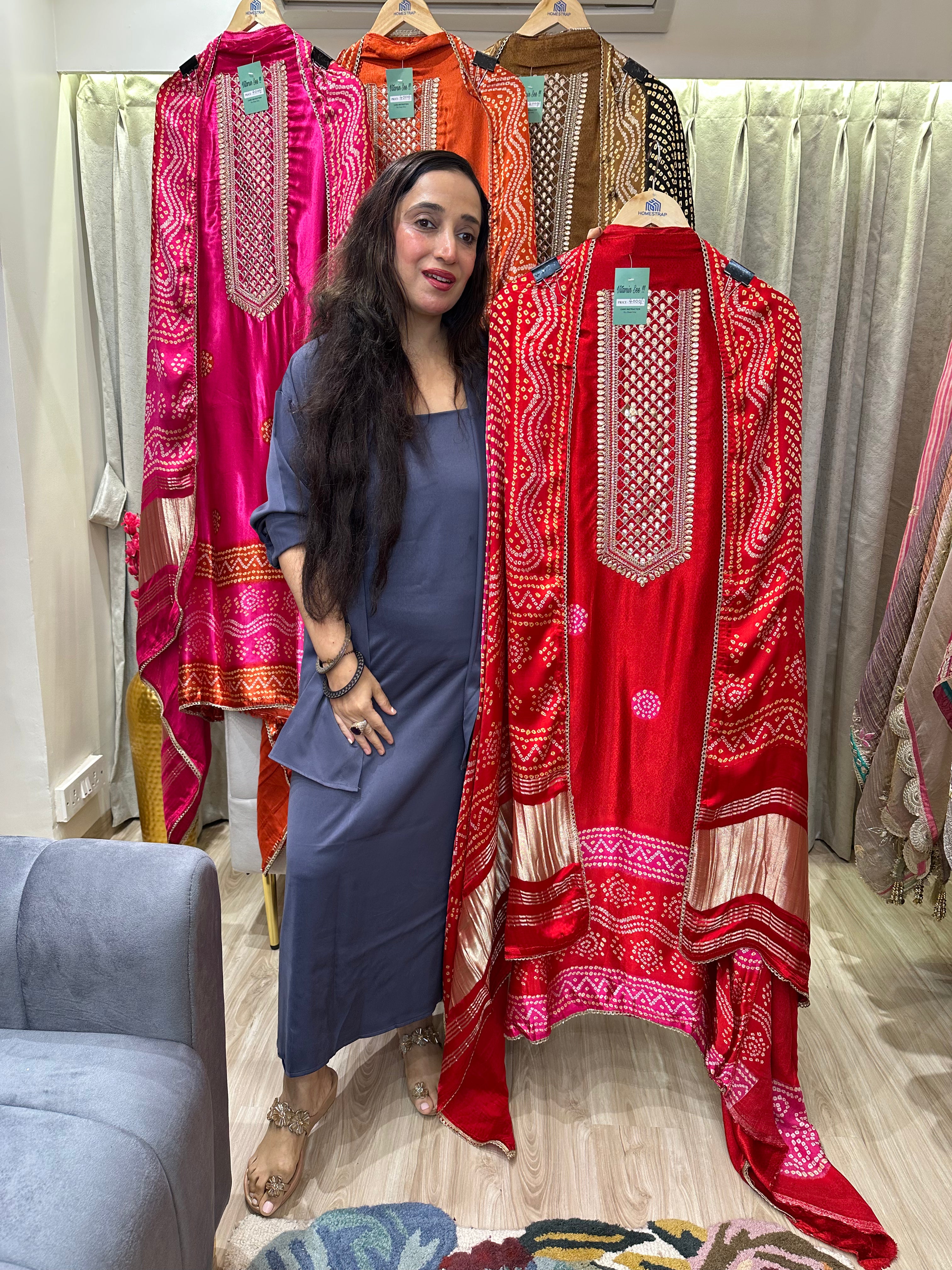 UNSTITCHED PURE GAJJI SILK SUITS.