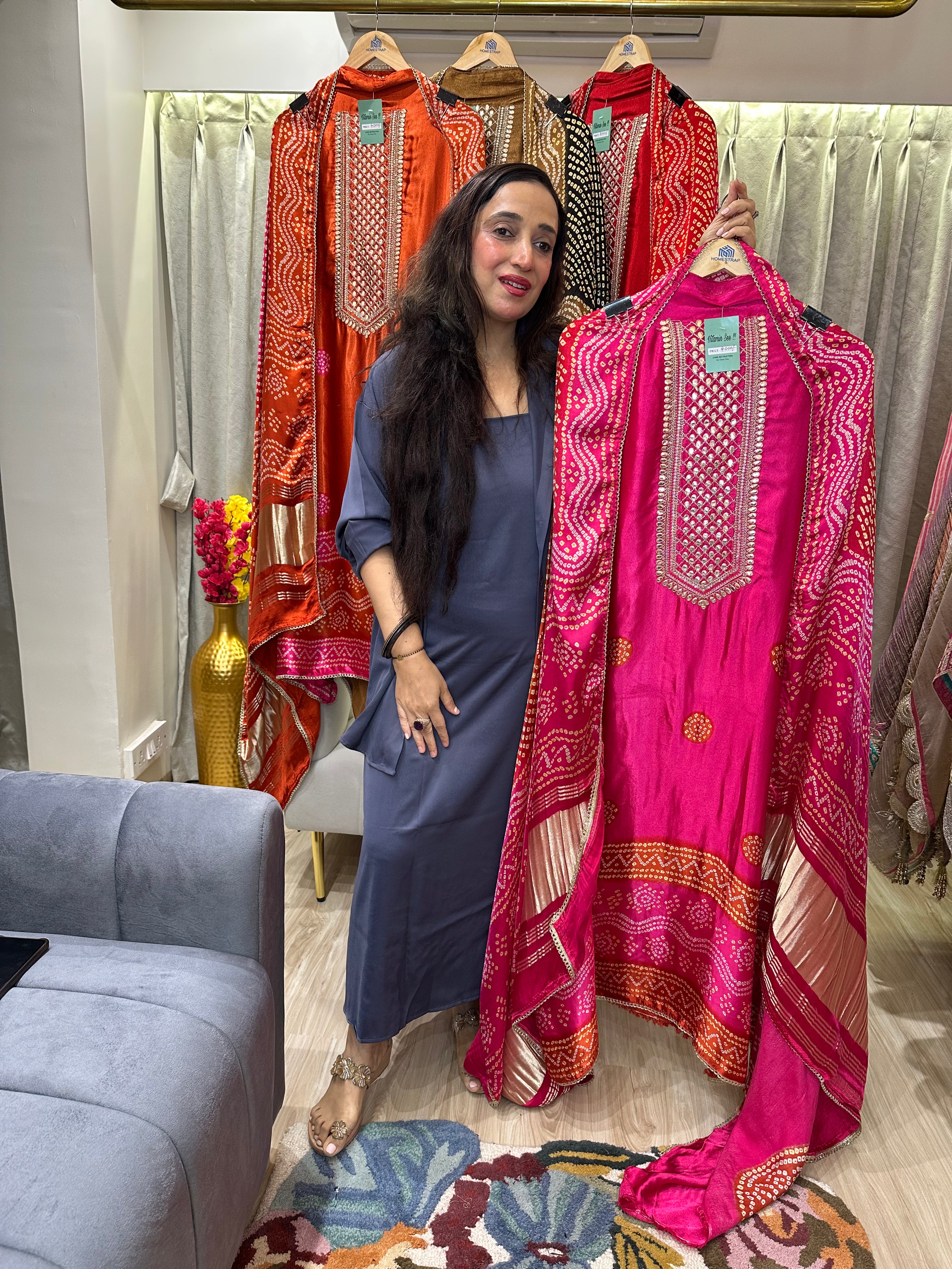 UNSTITCHED PURE GAJJI SILK SUITS.