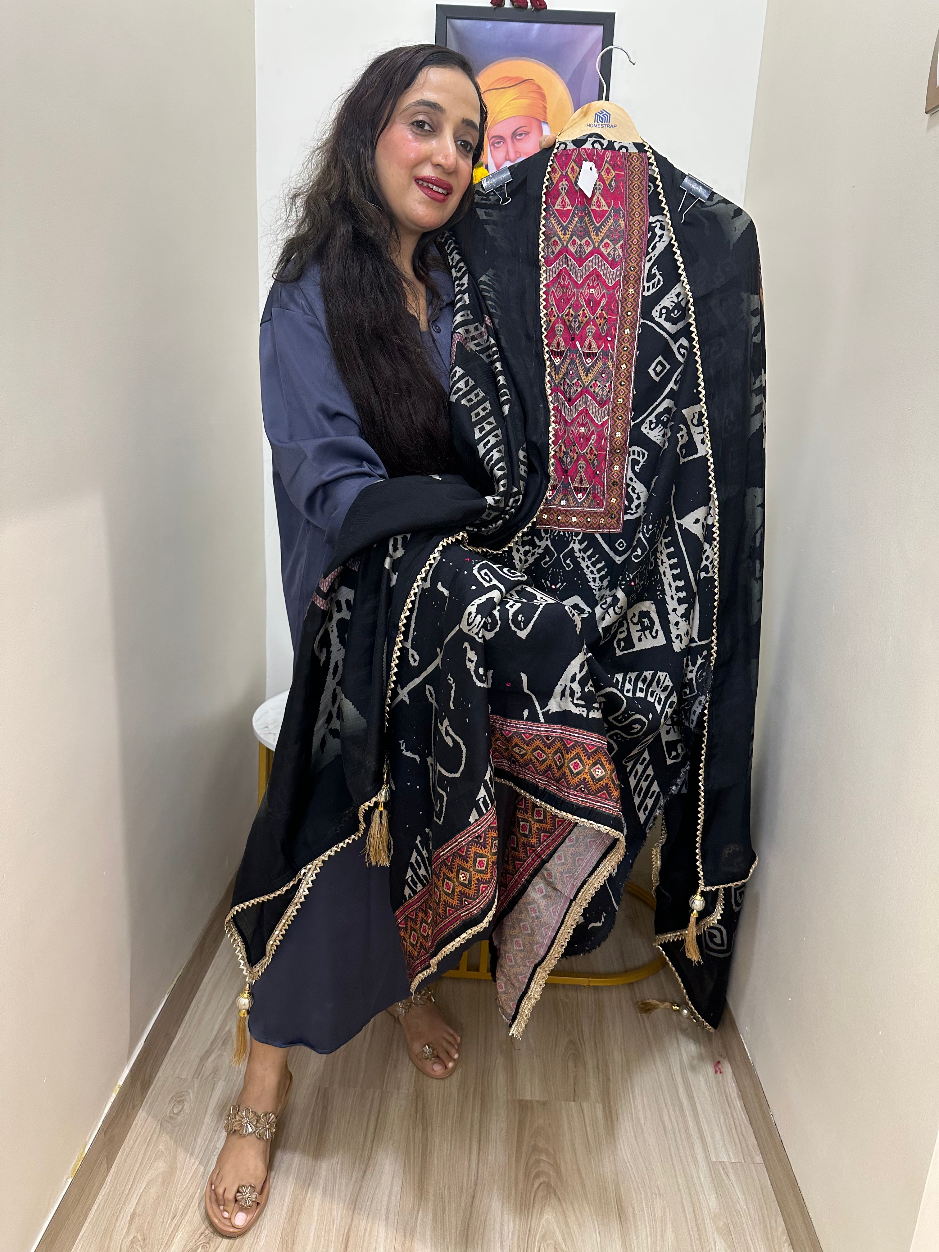 UNSTITCHED PURE MUSLIN IKKAT PRINTING SUITS.