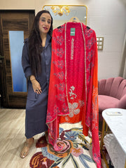 UNSTITCHED PURE CREPE SUITS WITH SIPPI AND PANI SEQUENCE HANDWORK.