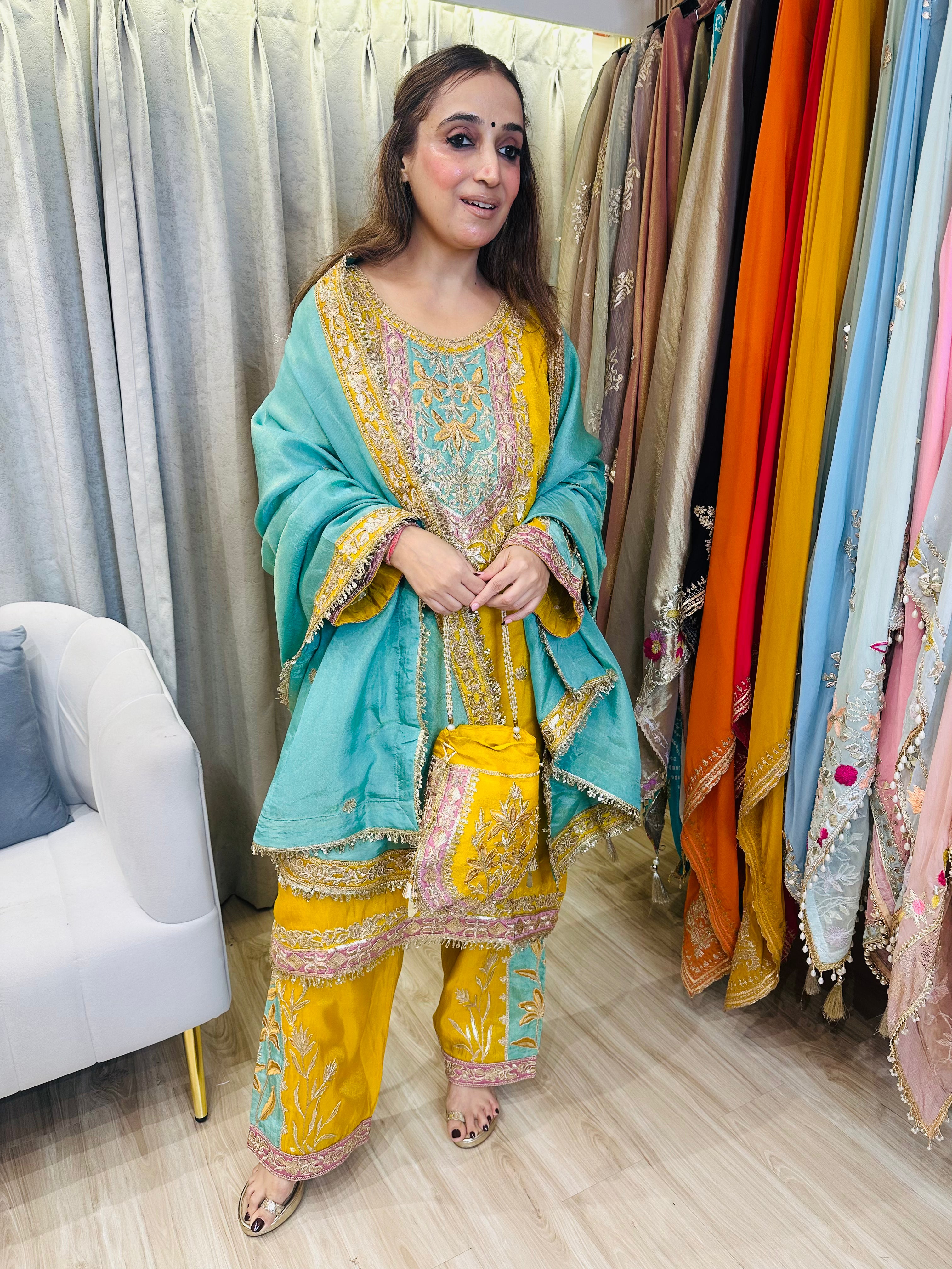 Stitched PURE SHIMMER SILK CHOGA SETS WITH POTLIS