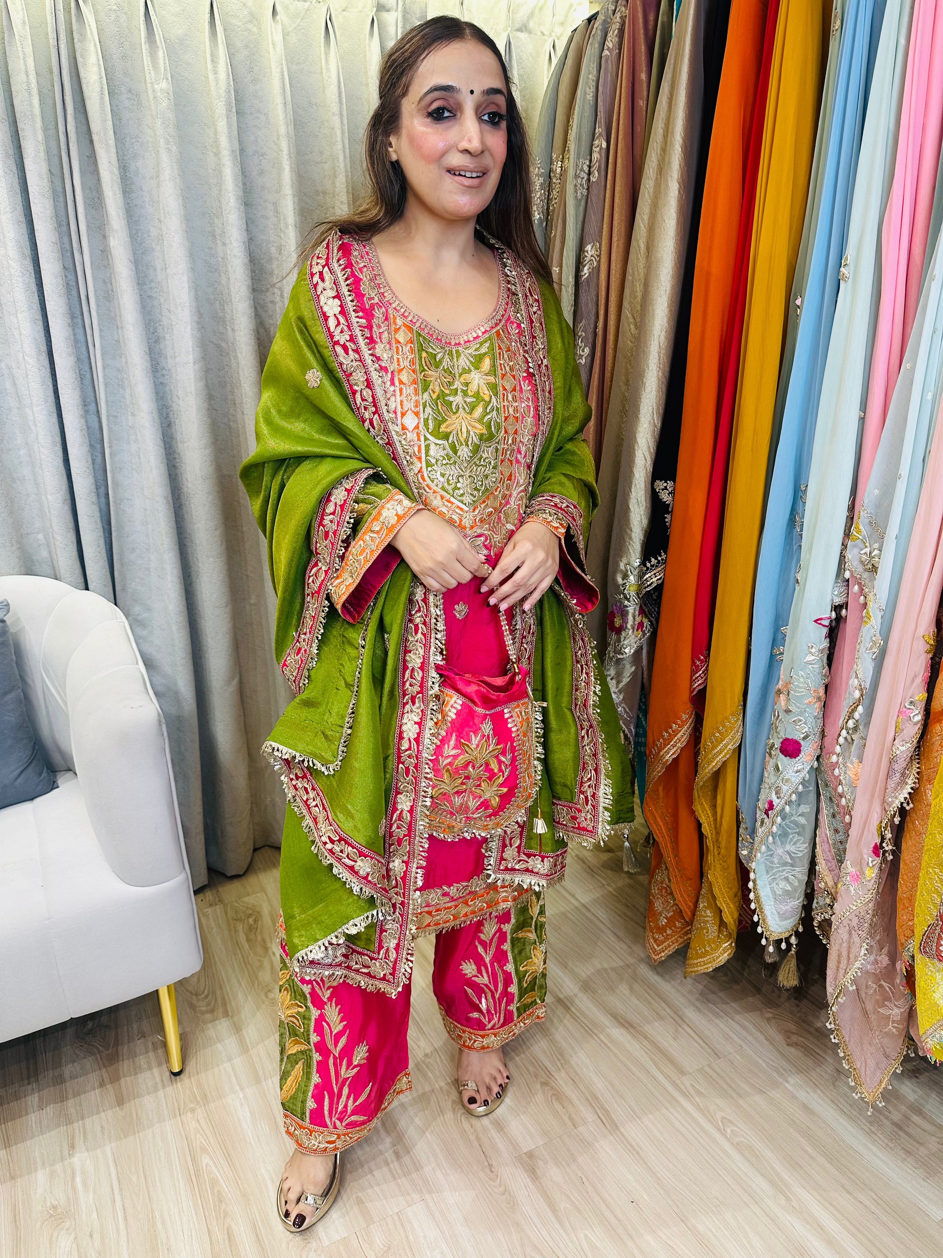 Stitched PURE SHIMMER SILK CHOGA SETS WITH POTLIS