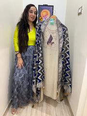 UNSTITCHED PURE TISSUE WEAVING HANDWORK SUITS WITH BANARSI DUPATTAS.
