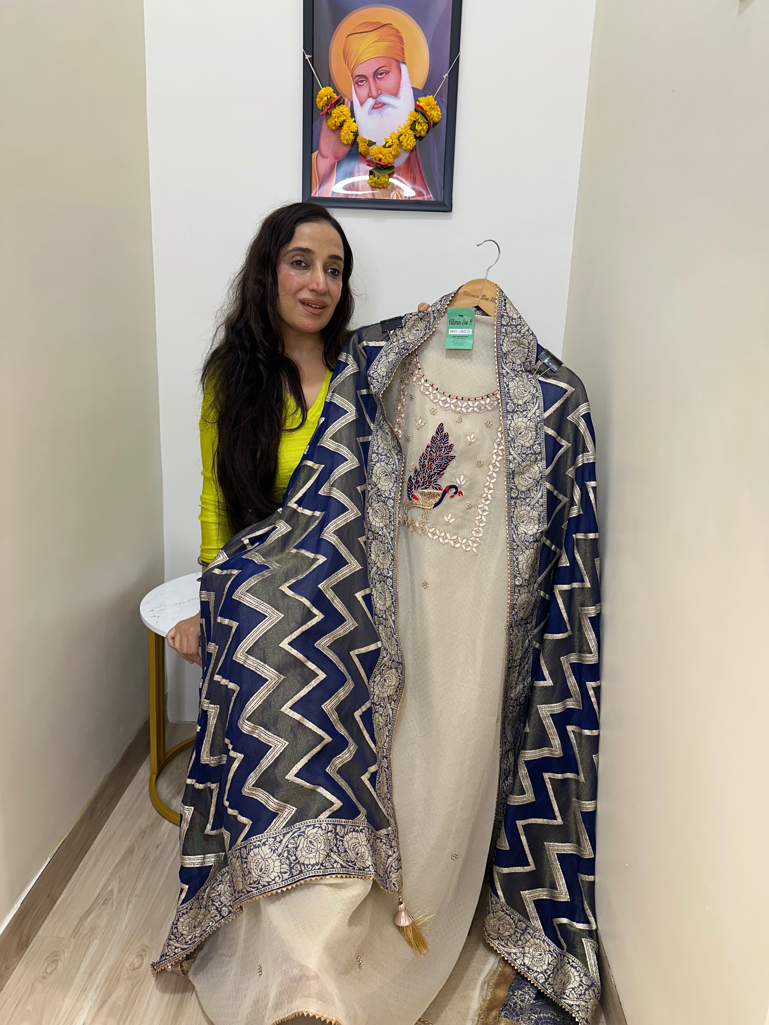 UNSTITCHED PURE TISSUE WEAVING HANDWORK SUITS WITH BANARSI DUPATTAS.