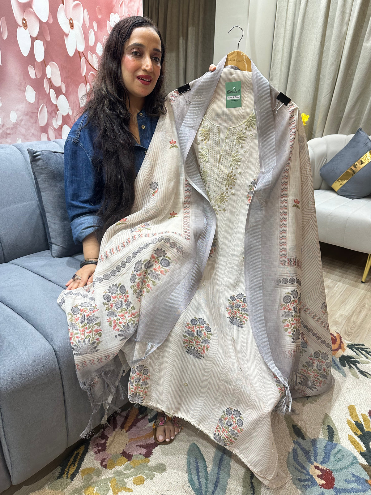 UNSTITCHED PURE COTTON LINEN BAUG PRINTING SUITS.