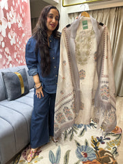 UNSTITCHED PURE COTTON LINEN BAUG PRINTING SUITS.