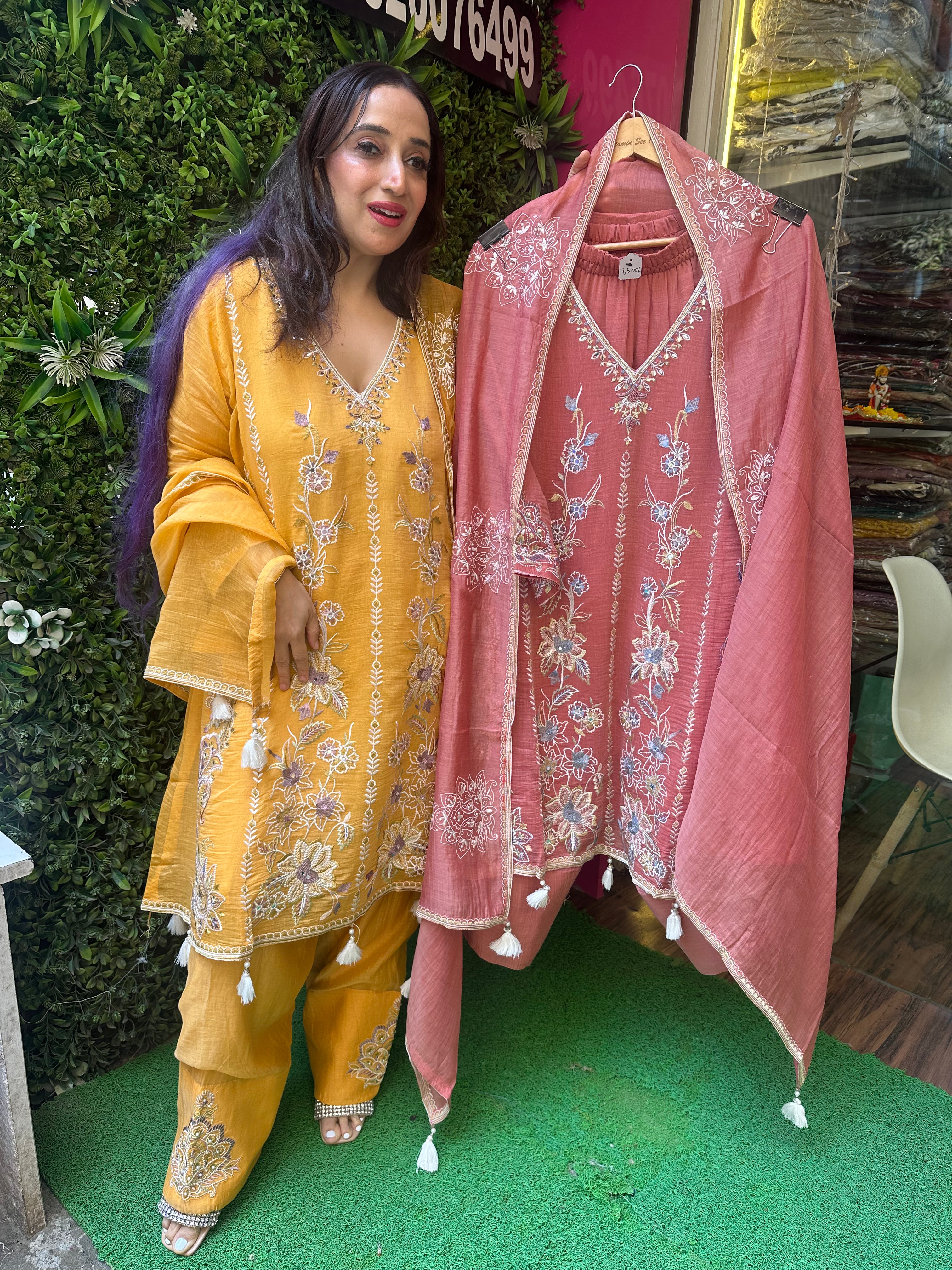 STITCHED DESIGNER MULMUL SUITS
