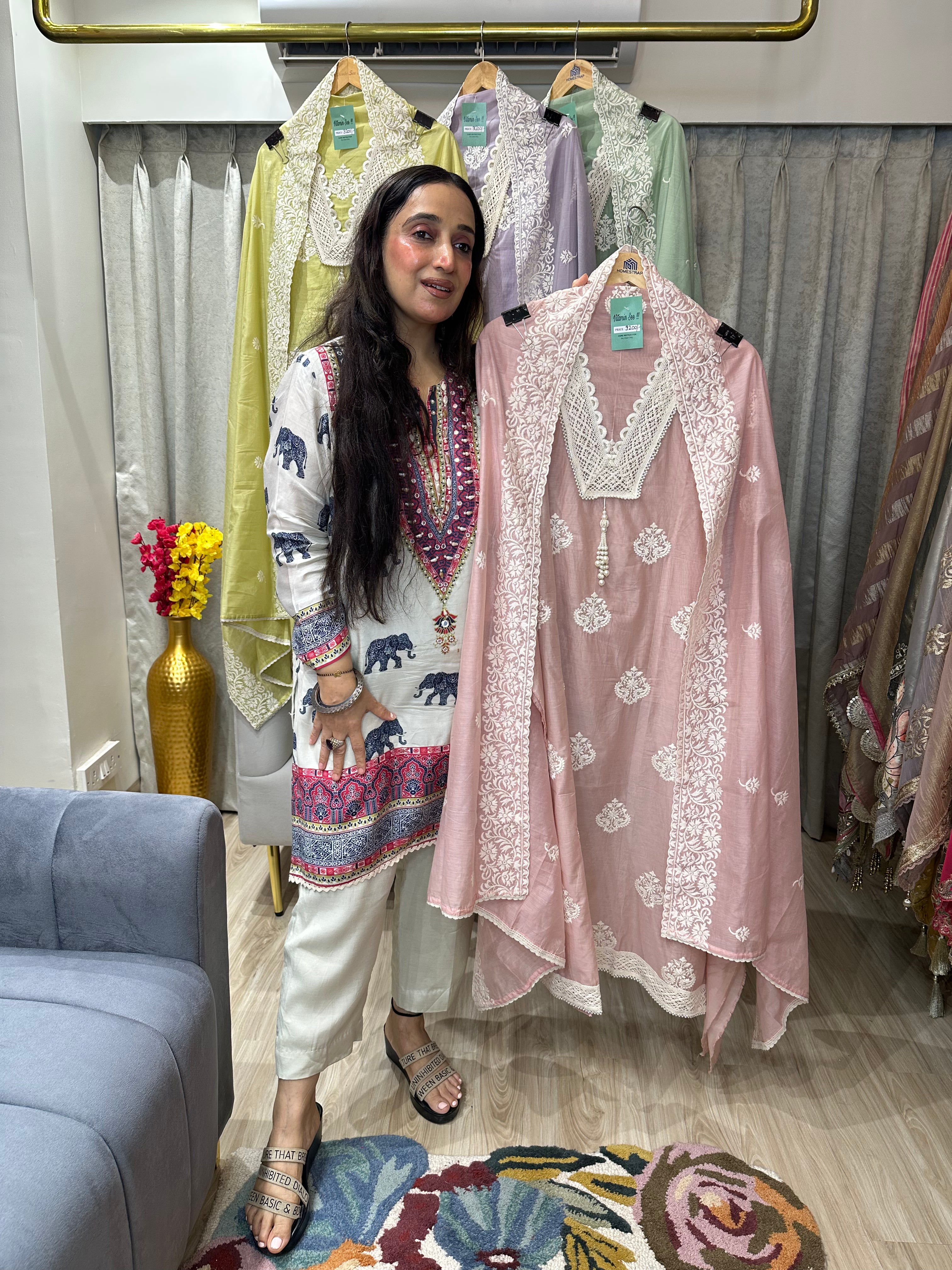 UNSTITCHED PURE MULMUL CHANDERI EMBROIDERED SUITS.