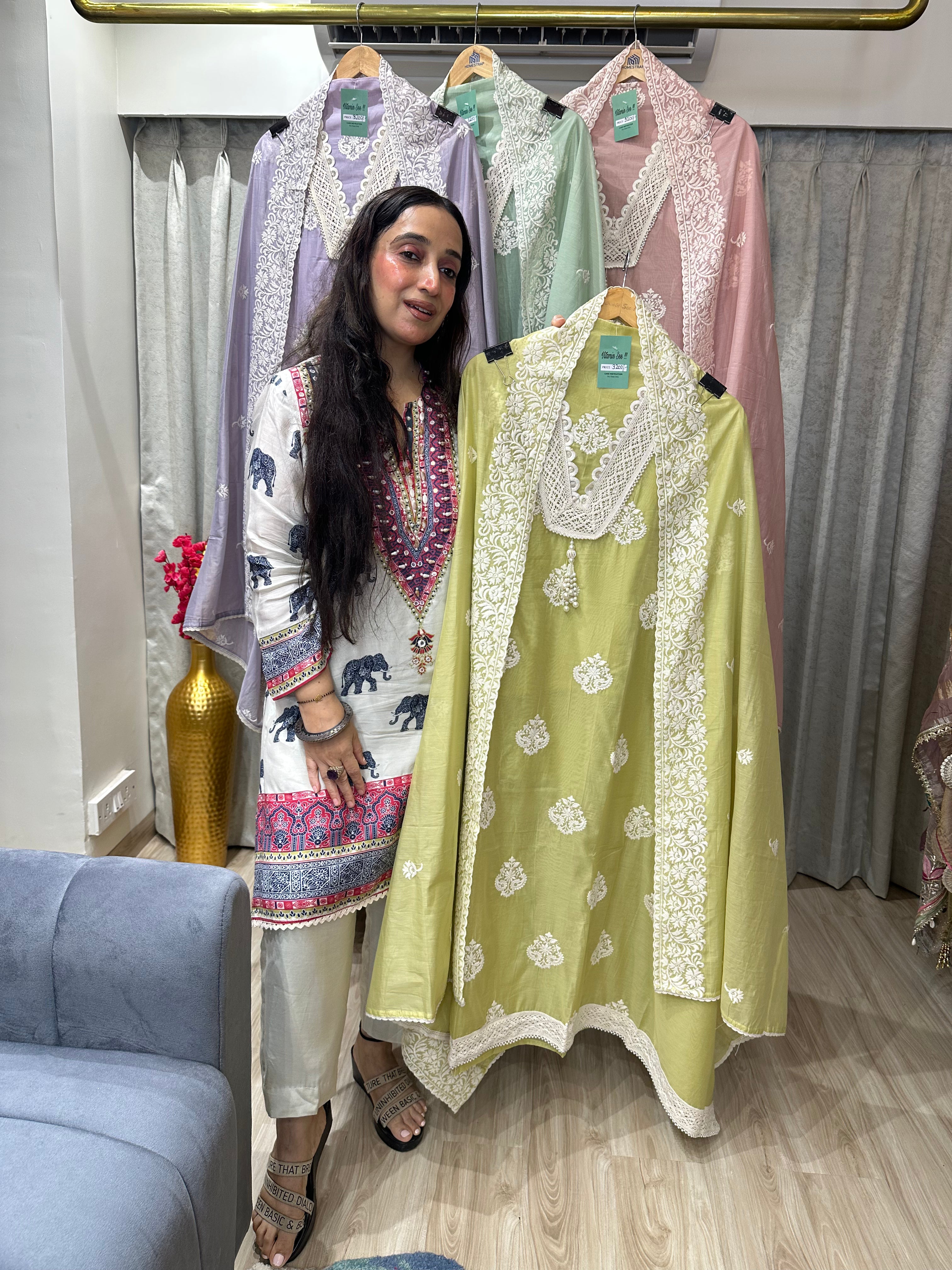 UNSTITCHED PURE MULMUL CHANDERI EMBROIDERED SUITS.
