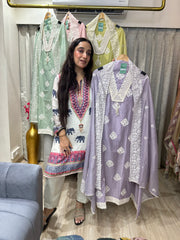 UNSTITCHED PURE MULMUL CHANDERI EMBROIDERED SUITS.