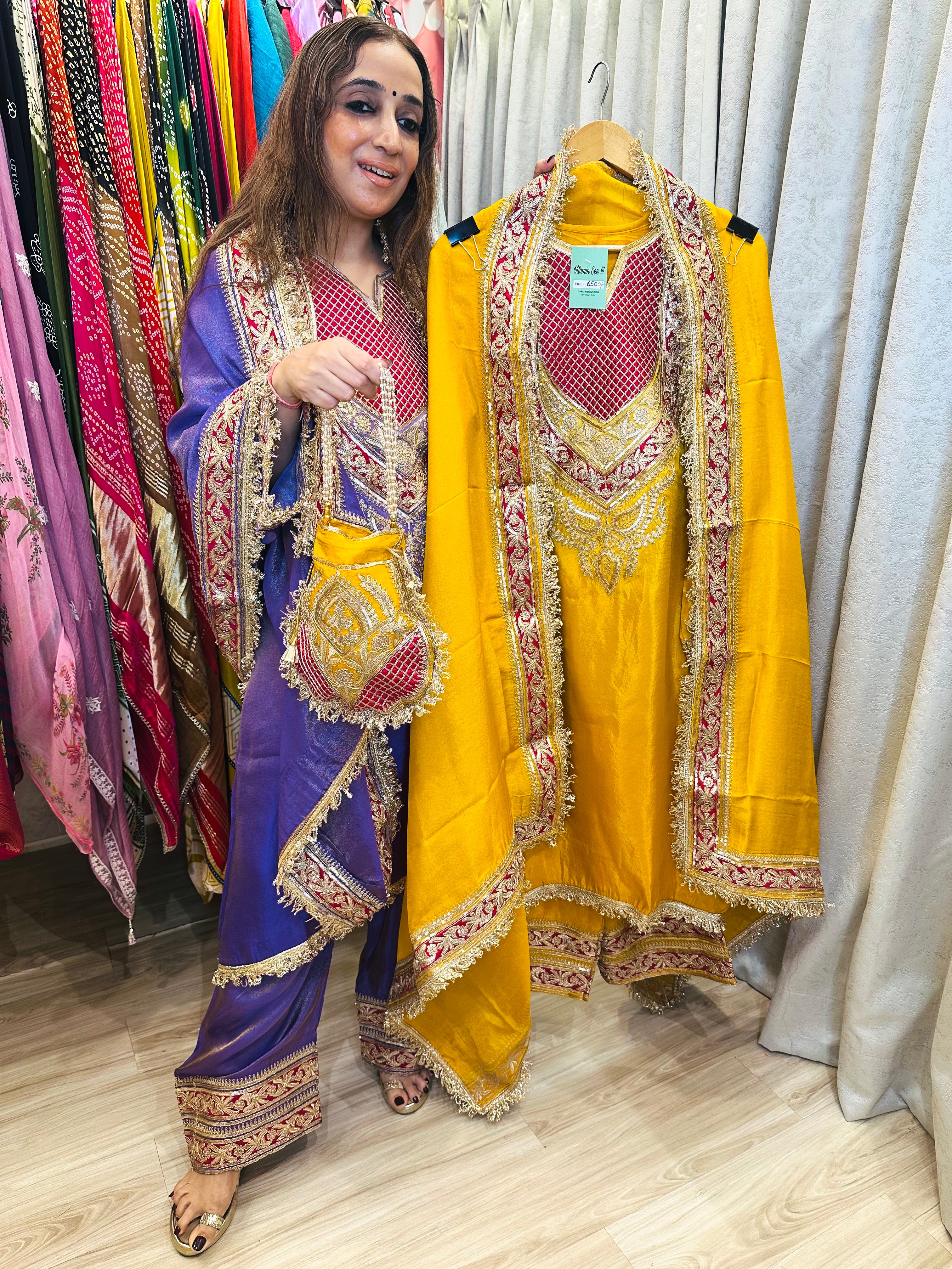 STITCHED PURE SHIMMER SILK CHOGA SETS