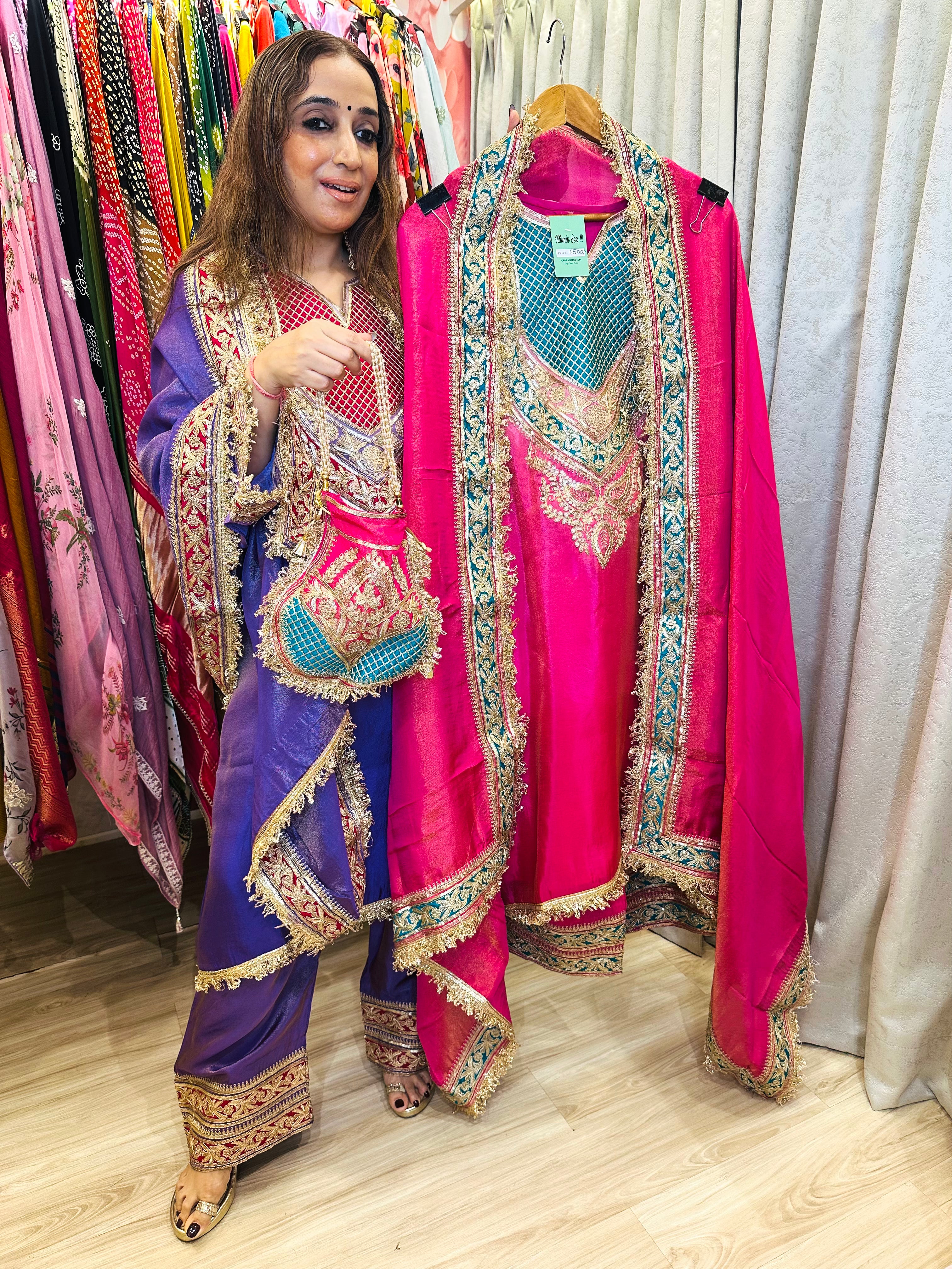 STITCHED PURE SHIMMER SILK CHOGA SETS
