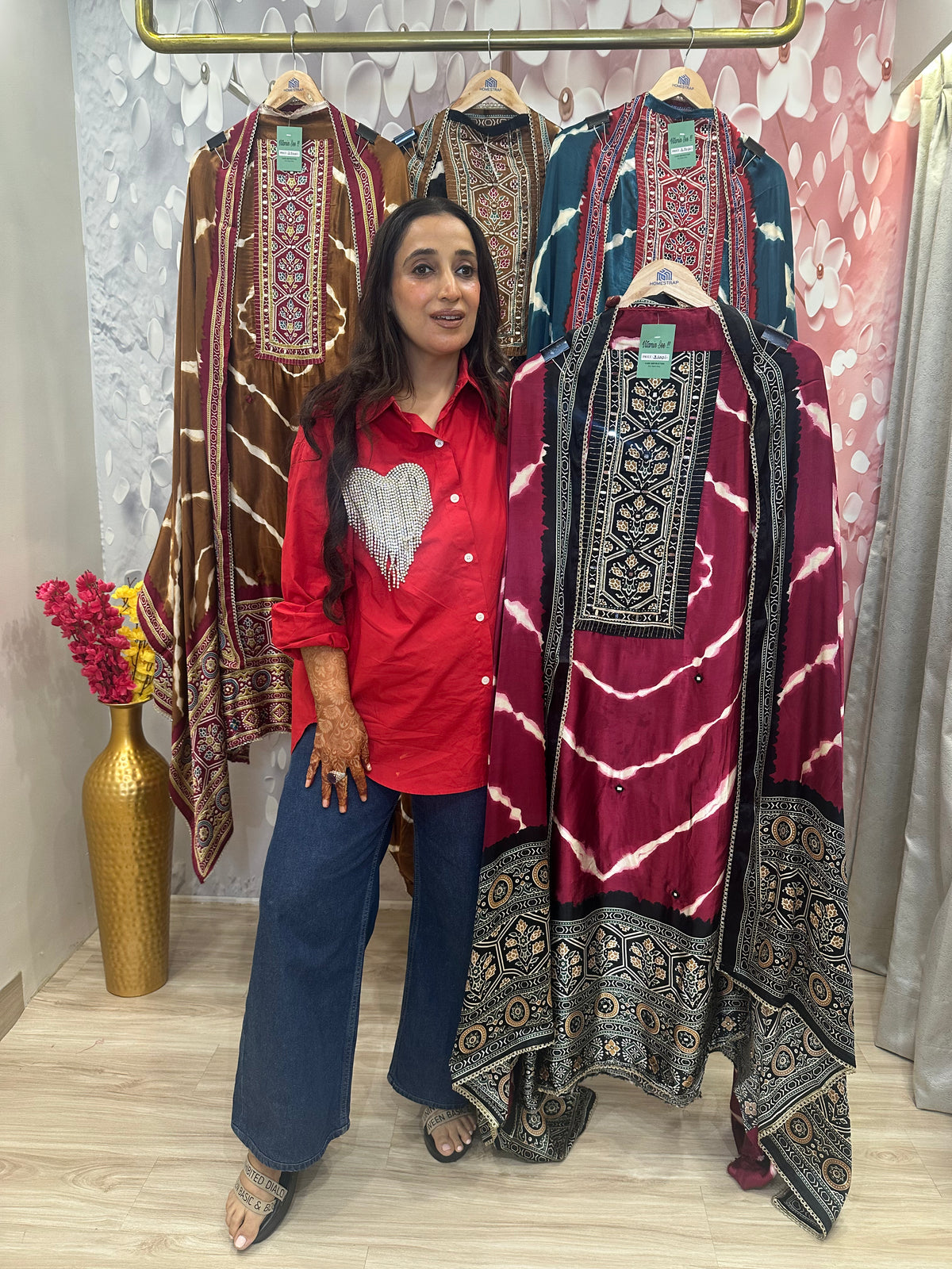Unstitched pure GAJJI SILK SUITS.