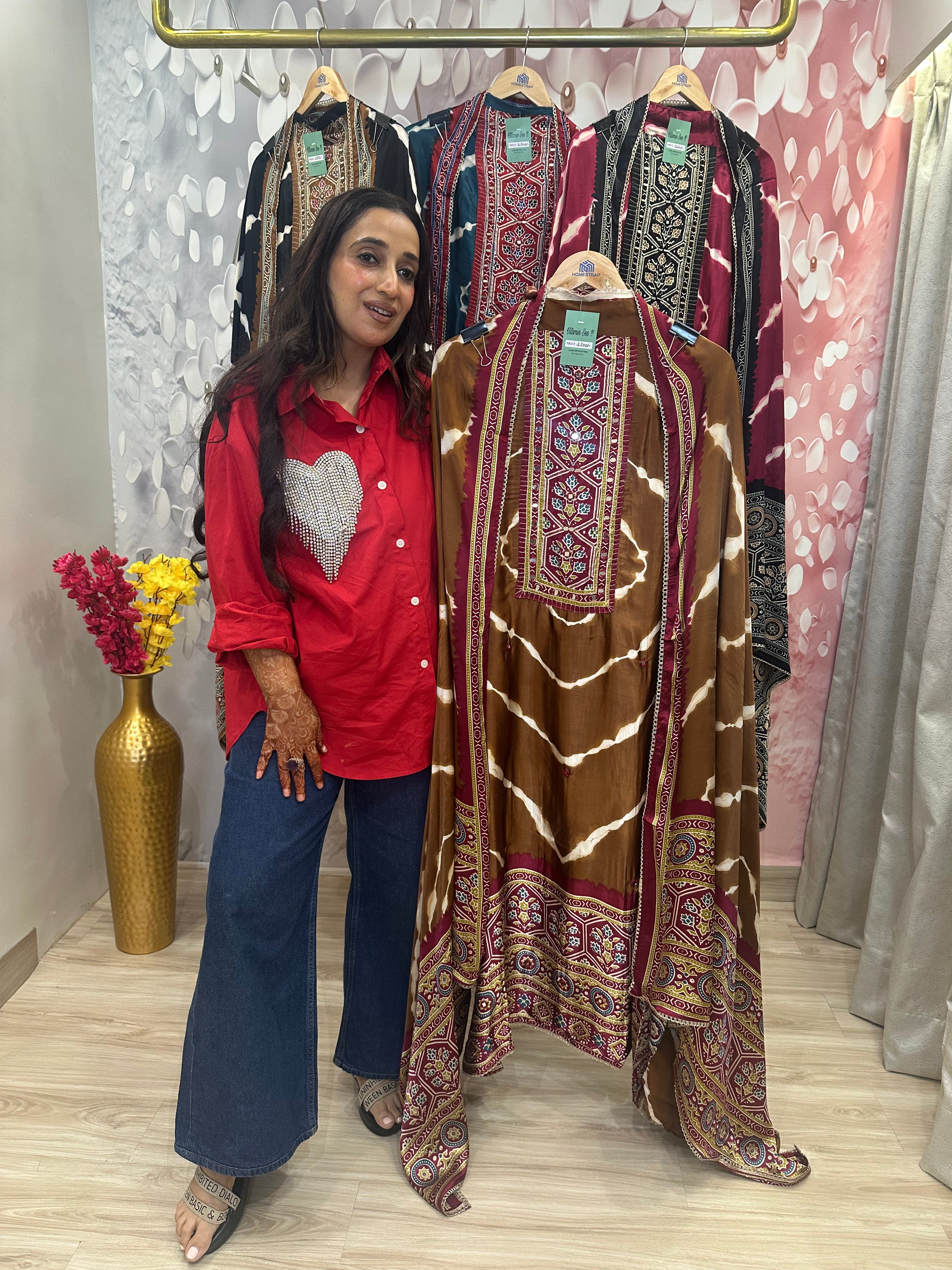 Unstitched pure GAJJI SILK SUITS.