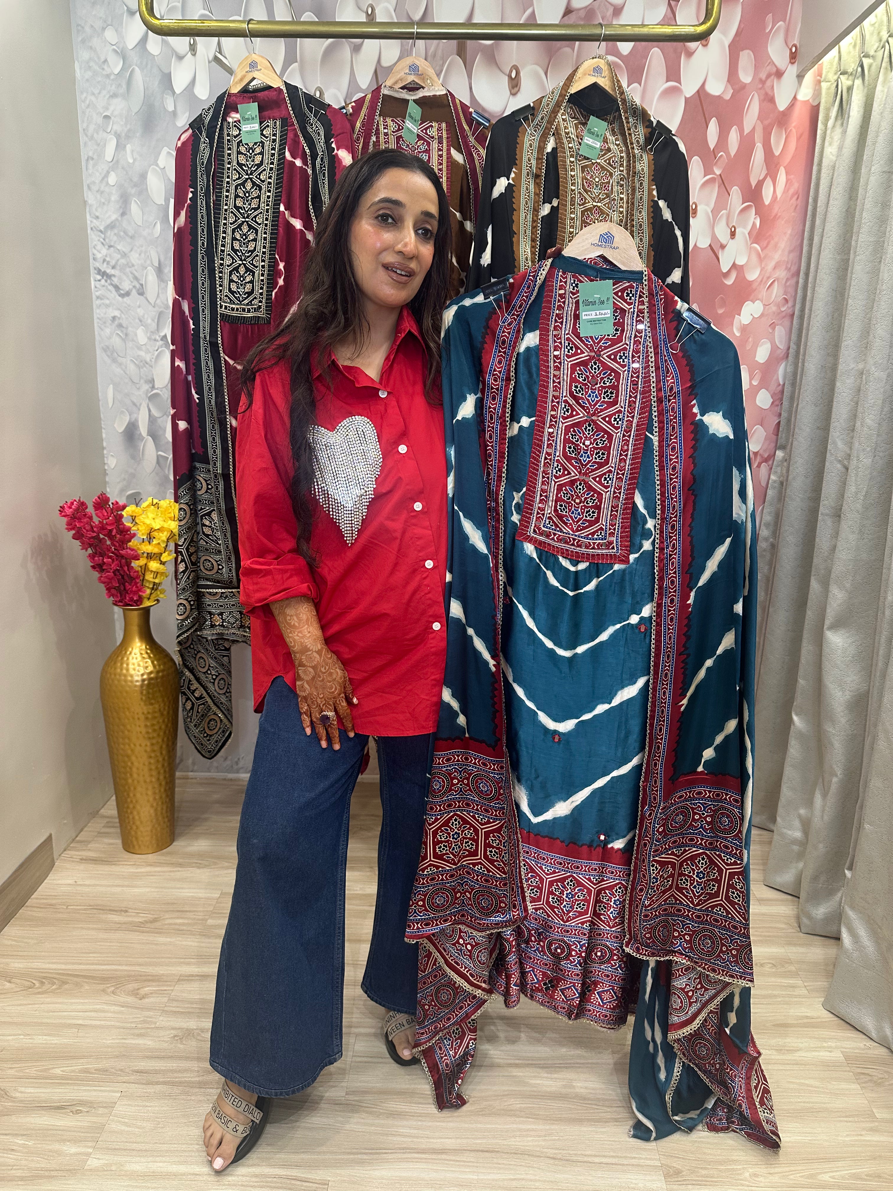 Unstitched pure GAJJI SILK SUITS.