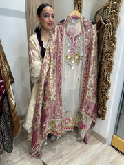UNSTITCHED PURE TISSUE ORGANZA HANDWORK SUITS.