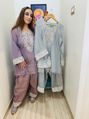 STITCHED SOFT CRUSH TISSUE NALKI AND CUTDANA WORK CHOGAS .
